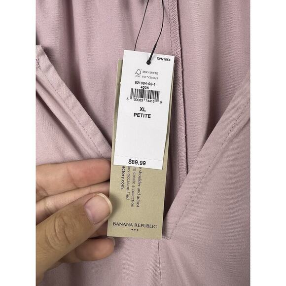 Banana Republic Tiered Midi Dress, Mauve Pink, Cotton Blend XL Petite Feminine - Picture 8 of 11